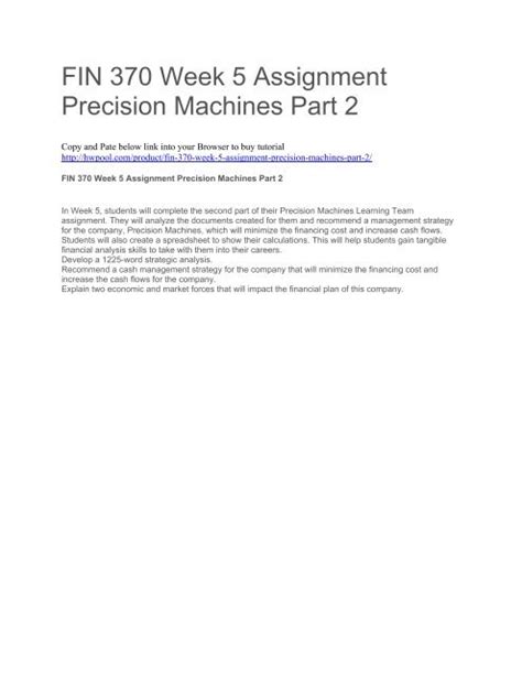 precision machines part 2 spreadsheet|Fin 370 week 5 team assignment precision machines part 2 (cash .